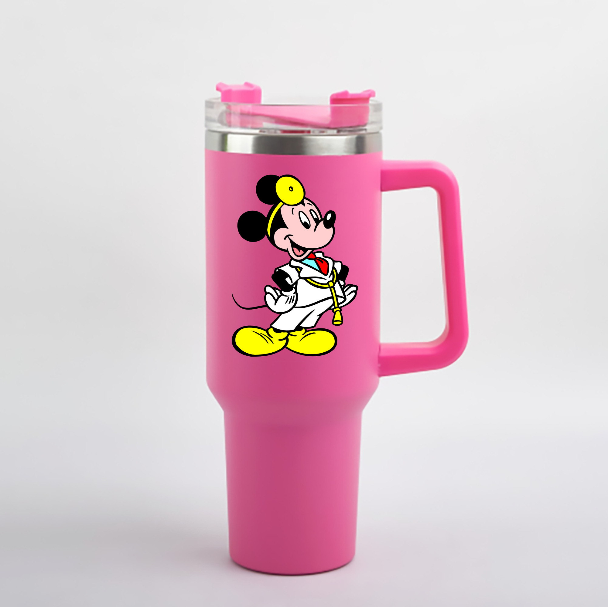 （画像用） ミッキーマウス Mickey Mouse 1200mL車用タンブラー - クリスタルステッカー（プラスチックストロー付き）